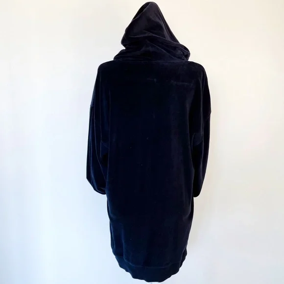 Brunette The Label Velour Black Tunic Dress Hoodie - Picture 7 of 9